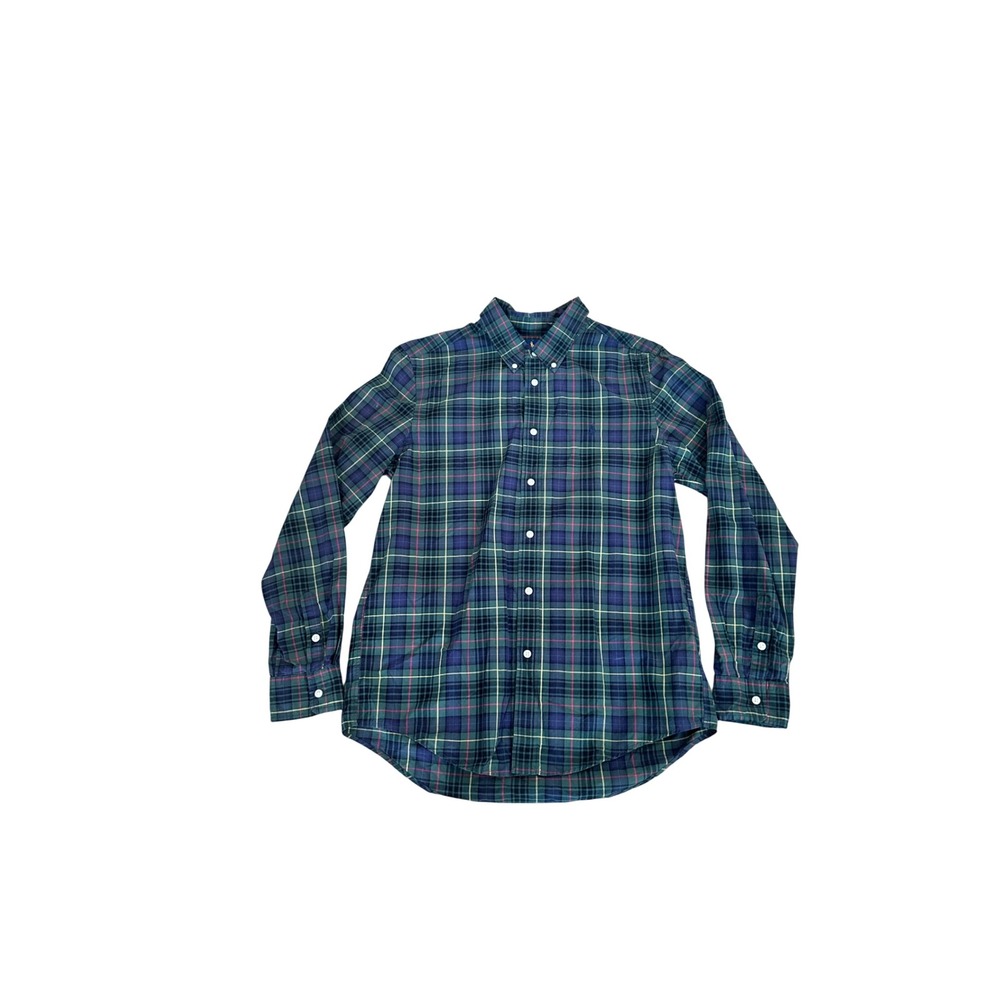 Ralph Lauren Kids Plaid Button Down Shirt Long Sleeve Size XL 18-20 Green Blue